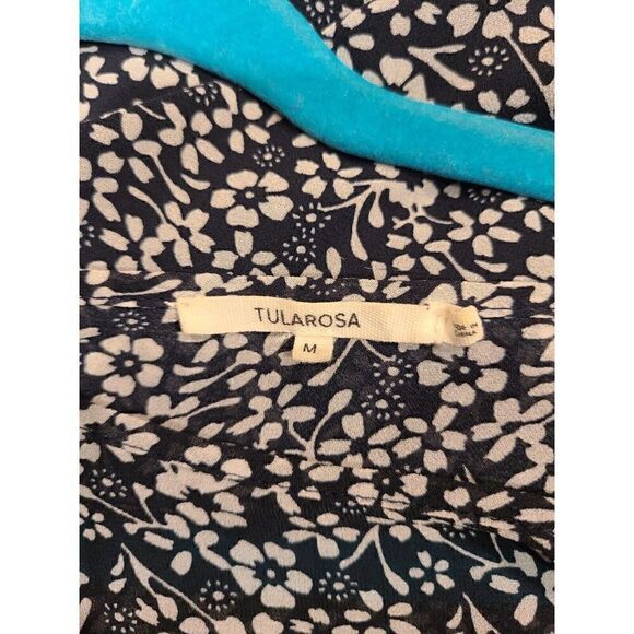 Tularosa Berkley Navy floral Long Sleeve Mini Dress w Flounce Hem, Boho | M EUC - Picture 3 of 8